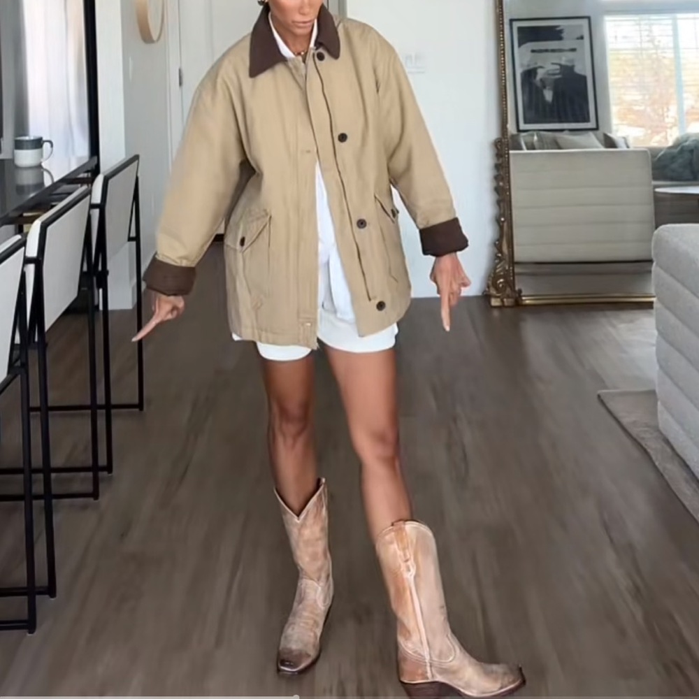 H&M OVERSIZED CANVAS JACKET BARN JACKET